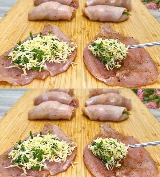 Saftige gefüllte Hähnchenbrüste mit Käse-Kartoffel-Auflauf