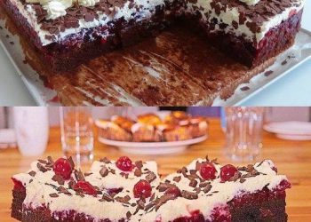 Schwarzwälder Puddingkuchen auf dem Blech