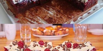 Schwarzwälder Puddingkuchen auf dem Blech