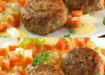 Frikadellen mit lecker Kohlrabi-Karotten-Gemüse