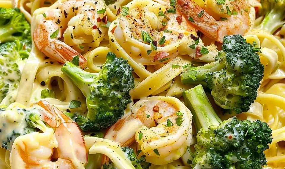 Ich Konnte Es Jeden Tag Essen, Tagliatelle Mit Brokkoli Und Garnelen In Cremiger Sauce