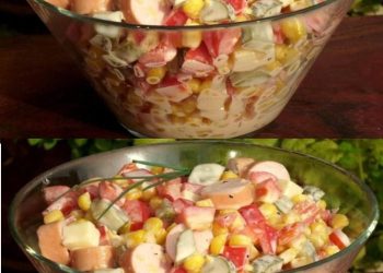Wurst Salat mit Paprika und Mais
