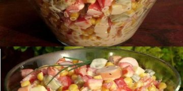 Wurst Salat mit Paprika und Mais