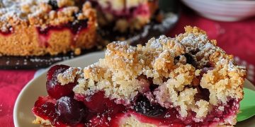 Quark Streuselkuchen Mit Vanille Kirschfüllung