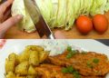 Kohlfrikadellen und gewürzte Kartoffeln