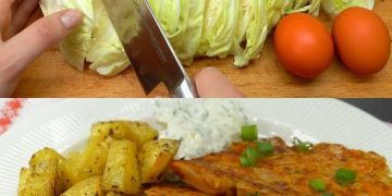 Kohlfrikadellen und gewürzte Kartoffeln