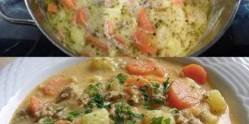 KARTOFFEL-HACKFLEISCH-TOPF MIT SCHMAND UND MÖHREN