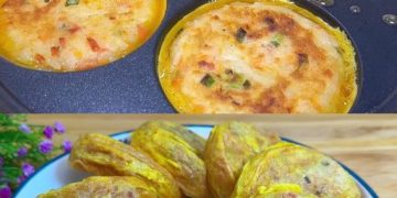 Pikante Reispfannkuchen mit Schinken und Gemüse