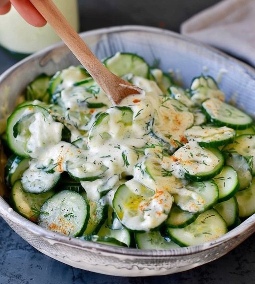 Paprika Gurken Salat Mit Joghurt Senf Dressing