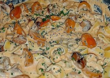 Puten Sahne Gulasch Auf Bandnudeln