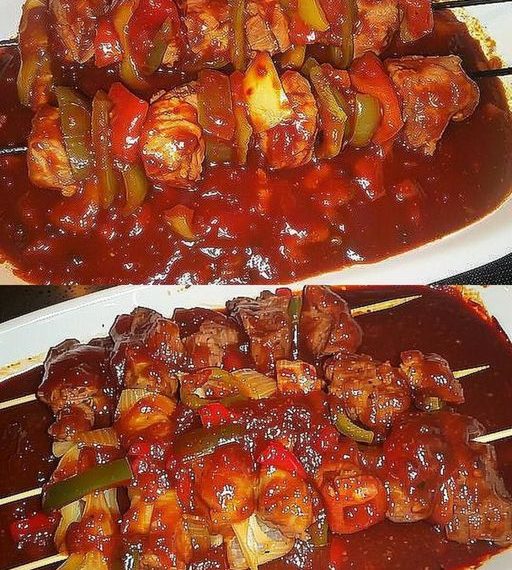 Schaschlik mit selbstgemachter Schaschliksoße 