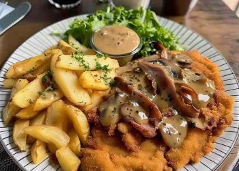 Hänschen Schnitzel mit Pommes und Rahm Champions