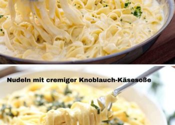  Nudeln mit cremiger Knoblauch-Käsesoße