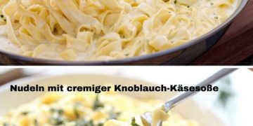  Nudeln mit cremiger Knoblauch-Käsesoße