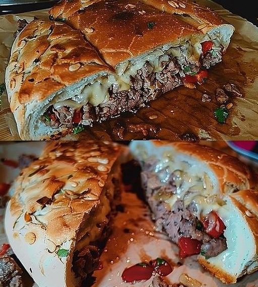 Fladenbrot Mit Hackfleisch Aus Dem Backofen, Mit Suchtfaktor 100