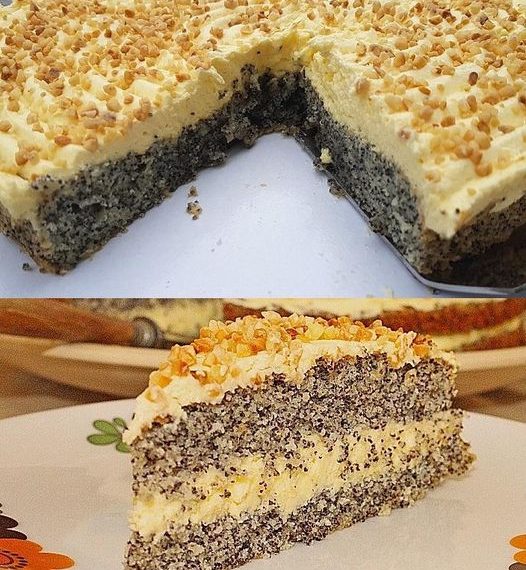 Mohnkuchen mit Paradiescreme so einfach gemacht !