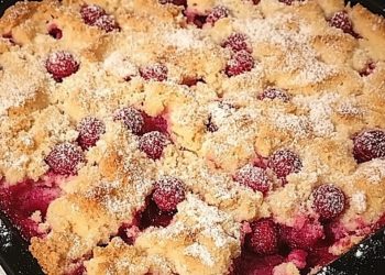 Pflaumenkuchen mit Streuseln auf dem Blech