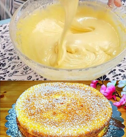 Mischen sie 500 g Griechischer Joghurt mit 5 Eier, Fantastischer Joghurtkuchen