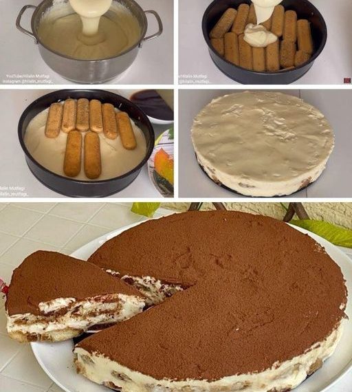 Erinnert an Tiramisu, aber in nur 10 Minuten gemacht: Eine Torte mit Biskuit und cremiger Füllung, für die Sie keinen Ofen benötigen