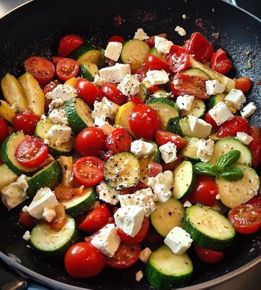 Tomaten-Zucchini-Pfanne mit Feta