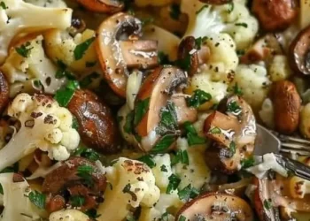 Blumenkohl Champignons Pfanne mit Knoblauch