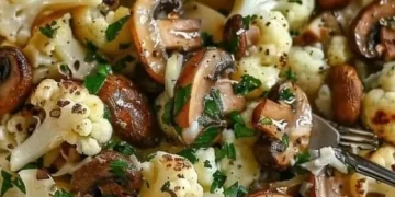 Blumenkohl Champignons Pfanne mit Knoblauch
