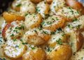 Kartoffeln in cremiger Knoblauchsoße backe ich 2x die Woche
