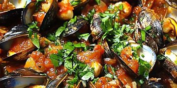 Miesmuscheln in Tomatensoße auf italienische Art