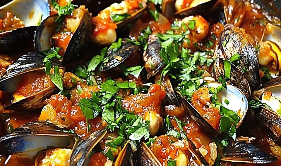 Miesmuscheln in Tomatensoße auf italienische Art