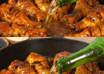 Gebratene Hähnchenschenkel mit Bier (wie gut sie aussehen und wie appetitlich)