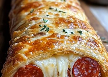 Blätterteig Strudel mit Peperoni und Käse