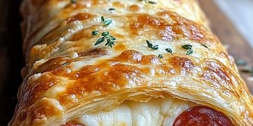 Blätterteig Strudel mit Peperoni und Käse