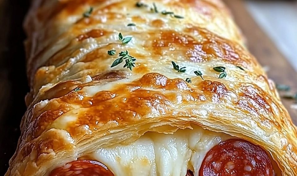 Blätterteig Strudel mit Peperoni und Käse