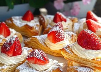 Erdbeerkissen aus Blätterteig mit 500 g Erdbeeren & Mandeln