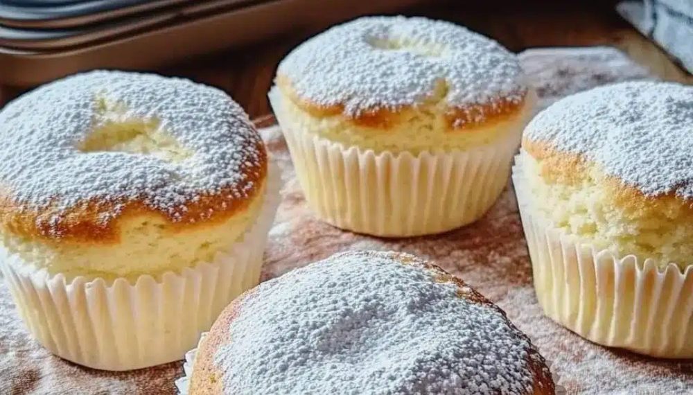 Käsekuchen Muffins gefüllt mit Vanillepudding