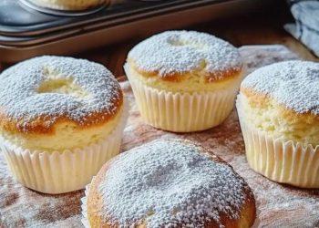 Käsekuchen Muffins gefüllt mit Vanillepudding