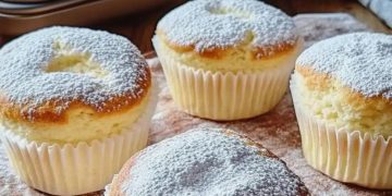 Käsekuchen Muffins gefüllt mit Vanillepudding