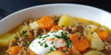 KARTOFFEL-HACKFLEISCH-TOPF MIT SCHMAND UND MÖHREN
