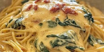 Spaghetti mit Spinat Frischkäse-Sauce