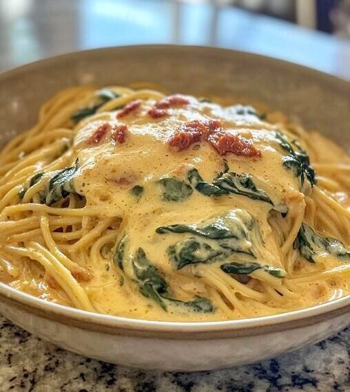 Spaghetti mit Spinat Frischkäse-Sauce