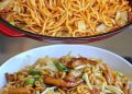 Chinesische Nudeln mit Hähnchenfleisch Ich konnte sie täglich essen