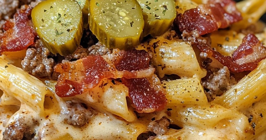 Cheeseburger Alfredo Pasta mit Truthahnspeck 