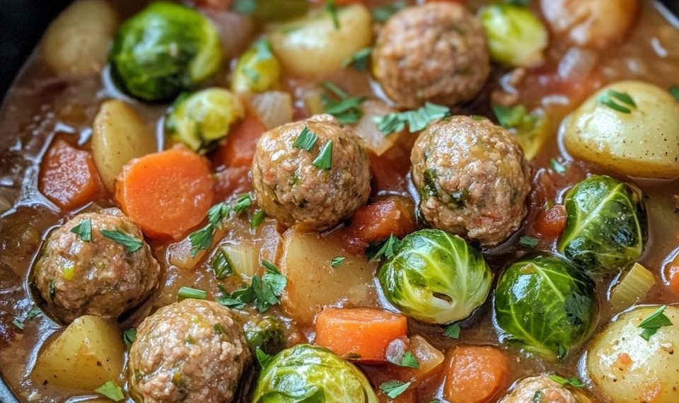 Rosenkohleintopf mit Hackbällchen
