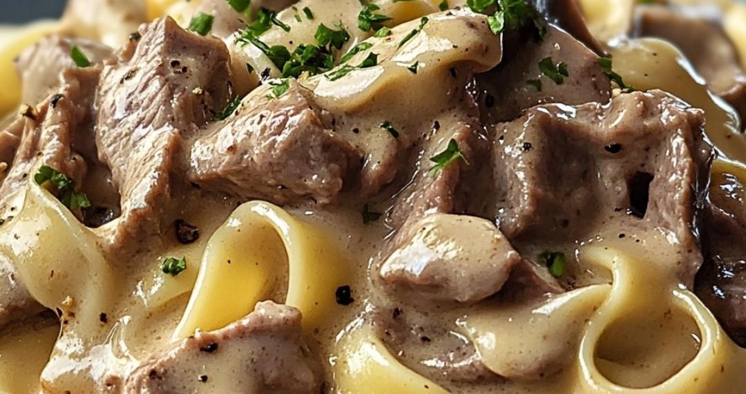 Cremige Nudeln mit Rindfleisch