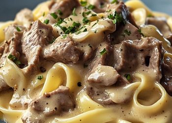 Cremige Nudeln mit Rindfleisch 