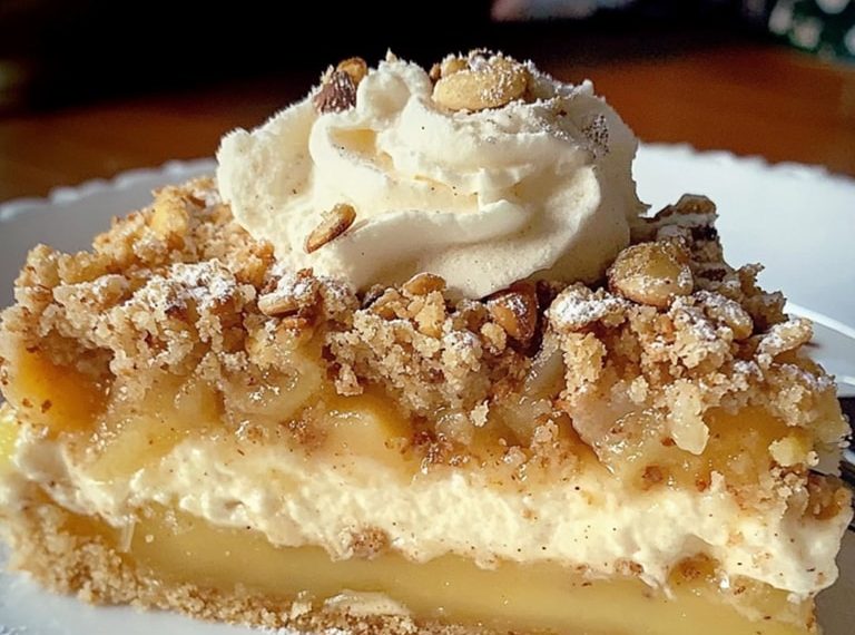 Apfel-Nusskuchen mit Vanillepudding – Saftig & Knusprig