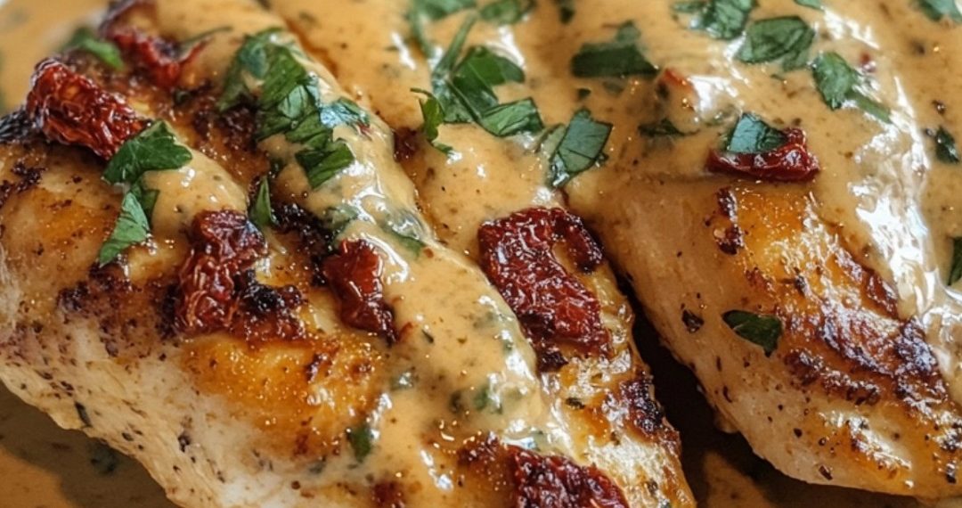 Hähnchen in cremiger Sauce mit sonnengetrockneten Tomaten
