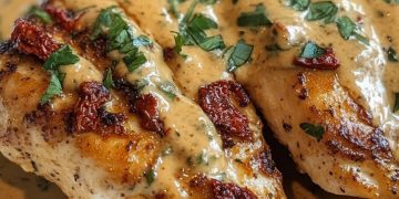 Hähnchen in cremiger Sauce mit sonnengetrockneten Tomaten 