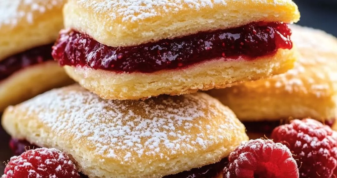 Köstliche Marmeladensandwiches mit Puderzucker 