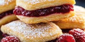 Köstliche Marmeladensandwiches mit Puderzucker 
